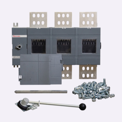 SDV2500-3SH | Выключатель-разъединитель, 2500 А, 3Р, видимый разрыв, межпол расст 140мм, шток 280мм, Метал ручка, Sinvel