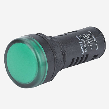 593945 | Индикатор ND16-22D/2C зелёный, встроенный резистор, IP65, 12В AC/DC, Chint