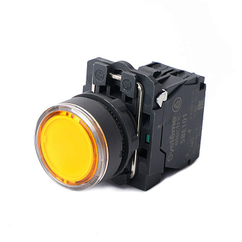 SB5AW35B1 | Кнопка жёлтая, пластик, 24В DC, 1НО, Systeme Electric