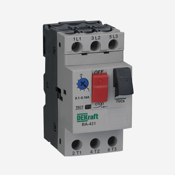 Авт. выключатель защ. двиг. 3P 0,16-0,25A 100кА ВА-431, Dekraft, 21221DEK