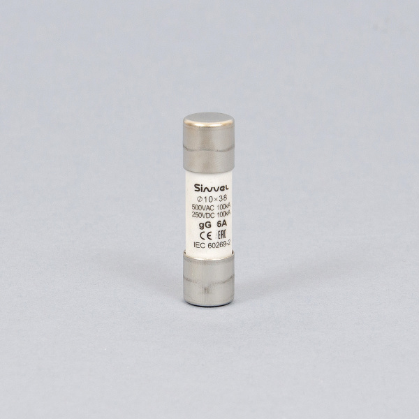 SV1038-6 | Плавкая вставка 6 А, gG, 10х38 мм, 500 В АС/ 250 B DC, Sinvel 