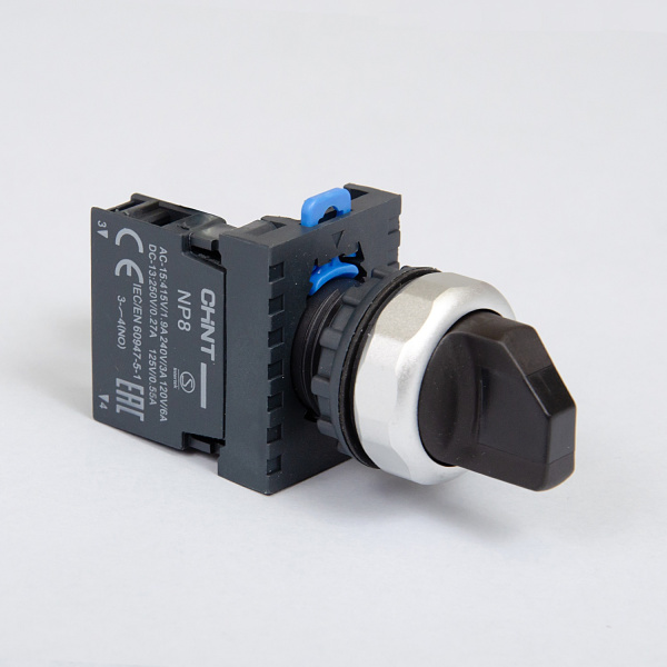 578661 | Переключатель, NP8-10X/212, 2 положенияения фиксация, черный, 1НО, IP65, Chint