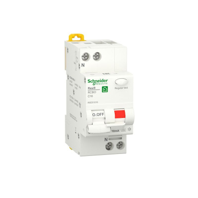 R9D51616 | Дифференциальный автомат Resi9 1P+N 16А, кривая С, 10мА, тип A, 6кА, Schneider Electric