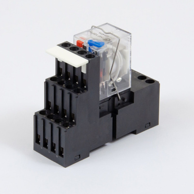 HF18-220DC-4 | Комплект реле: колодка винт;пластиковая клипса;маркер + реле Hongfa 4CO 6A; AgNi; катушка 220B DC