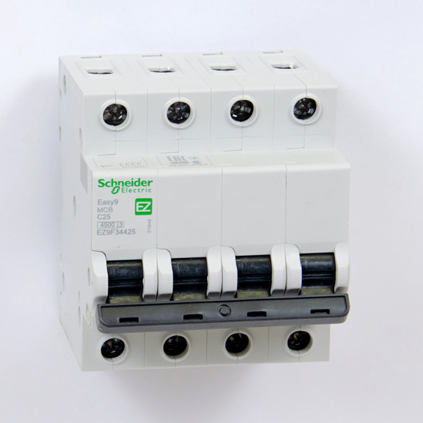 EZ9F34425 | Easy9, 4p, 25А, кривая C, 4,5кА — Автоматический выключатель, Schneider Electric