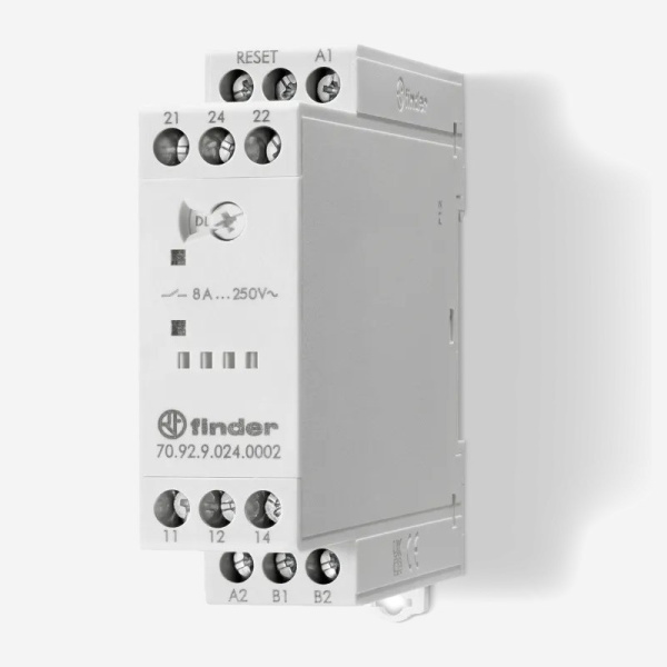 709200240002 | Термисторное реле (PTC); с/без память отказов; питание 24В АС/DC; выход 2СO 8A; ширина 22.5мм; степе, Finder