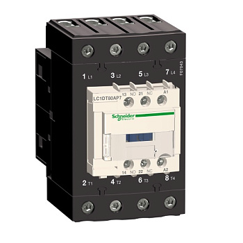 LC1DT60AF7 | Контактор, серия Tesys D, 4P (4 НО), 60 А, AC1, 1 НО +1 НЗ, 110В AC, Everlink, Schneider Electric