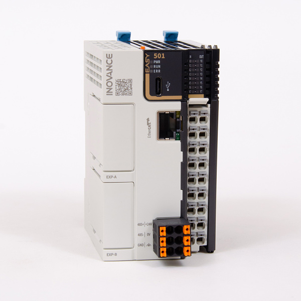 Easy501-0808TN | ПЛК Easy501, 8 входов PNP/NPN, 8 выходов NPN, 1x EtherCAT, 1x RS485, 1x USB, 8 сервоосей, Inovance