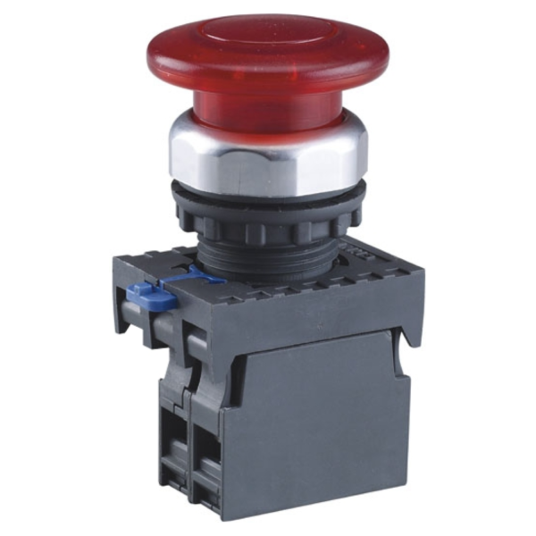 578935 | Кнопка грибок диаметр 40мм, самовозврат, NP8-10M/12, чёрная, 1НО, IP65, Chint