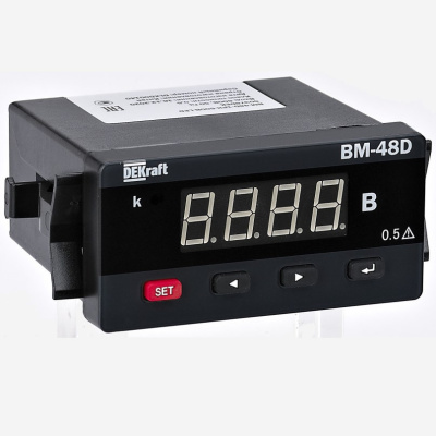 50330DEK | Амперметр цифровой 96x48мм однофазный, вход 1А, выход RS485, LED-дисплей АМ-48D, Dekraft