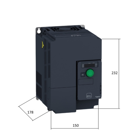 ATV320U75N4C | Преобразователь частоты, серия ATV320, 7,5 кВт, 17 А, перегрузка 150 %, 380 В, Schneider Electric