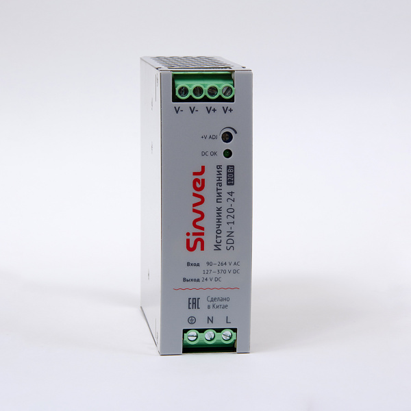 Блок питания SDN 120 Вт, питание 90-264В AC, 127-370В DC; выход 24В DC, металлический корпус, Sinvel, SDN-120-24