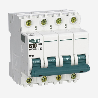 11137DEK | Автоматический выключатель ВА-101 4P 10А D 4.5кА, Dekraft