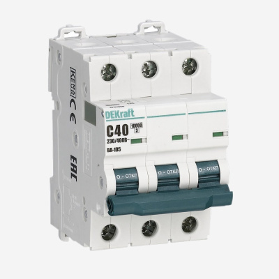 13228DEK | Автоматический выключатель ВА-105 3P 32А D 10кА, Dekraft