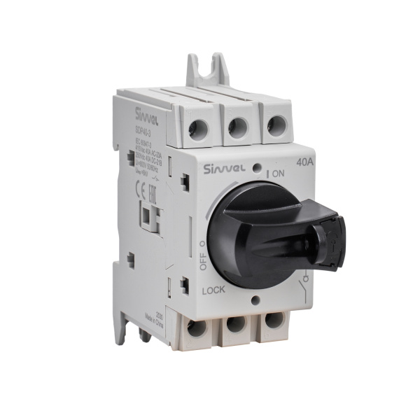 SDP40-3 | Выключатель-разъединитель, 40 А, 3Р, ручка прямого монтажа с блокировкой, Sinvel
