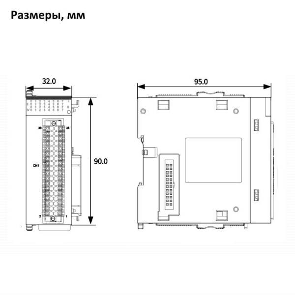 GL10-3200END | Модуль расширения для ПЛК 32 дискретных входа (16 PNP)/(16 NPN), съемный пружинный зажим, Inovance