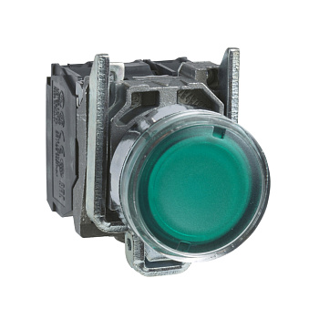 XB4BW33B5 | Кнопка с подсветкой 24В AC/DC с возвратом, зеленная, 1НО+1НЗ, Schneider Electric