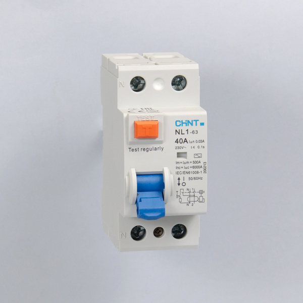 200213 | ВДТ (УЗО) NL1-63 2P 40А 30мА 6кА тип AC (DB), Chint