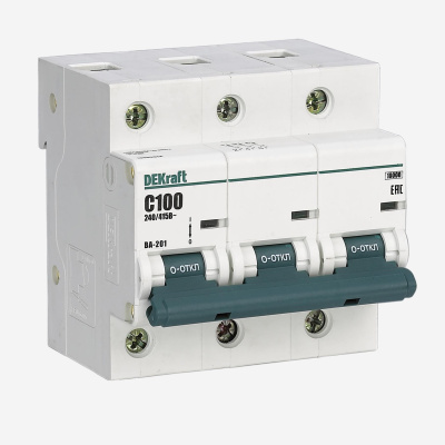 13020DEK | Автоматический выключатель ВА-201 3P 80А D 10кА, Dekraft