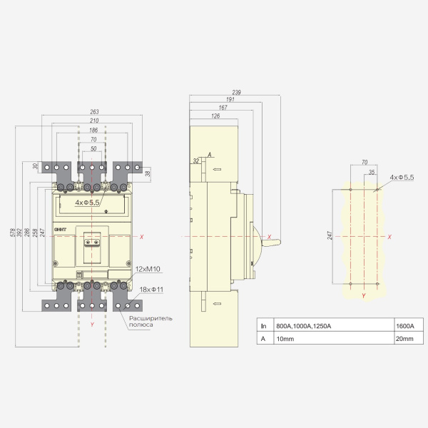 ch263178 | Выключатель-разъединитель NM8NSD-1600 DC 800 3P, Chint
