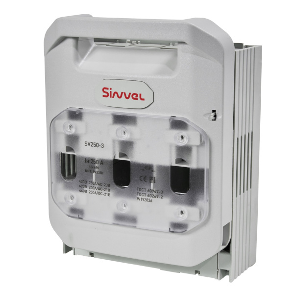 SV250-3 | Горизонтальный ПВР, 250 A, NH1, 3P, монтаж на плату, М10 винты, Sinvel 