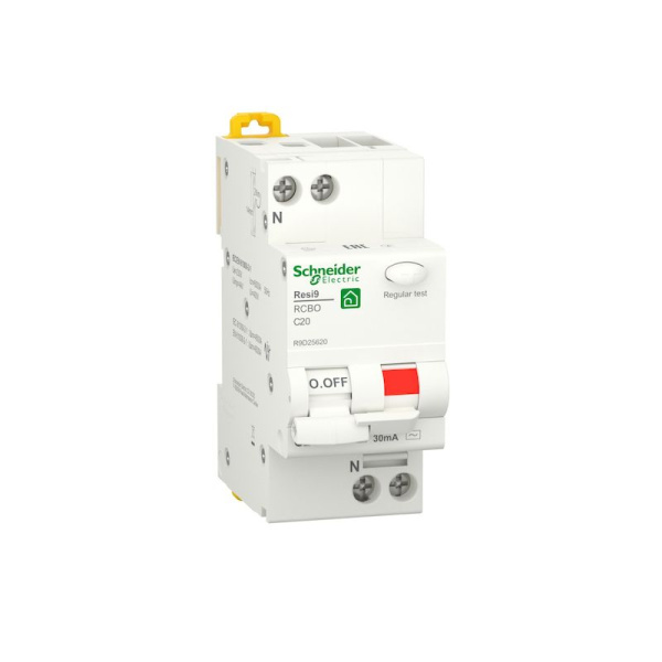  | Дифференциальный автомат Resi9 1P+N 20А, кривая С, 30мА, тип AС, 6кА, Schneider Electric