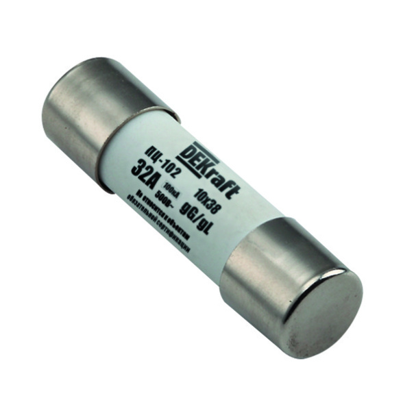 21369DEK | Предохранитель цилиндрический 32A 10x38 ПЦ-102, Dekraft 