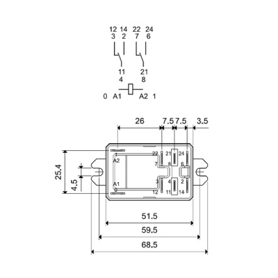 668290121000 | Реле с клеммами в наконечники Faston 250 серии 66.82, управление 12В DC, контакты AgNi 2CO 30А, Finder