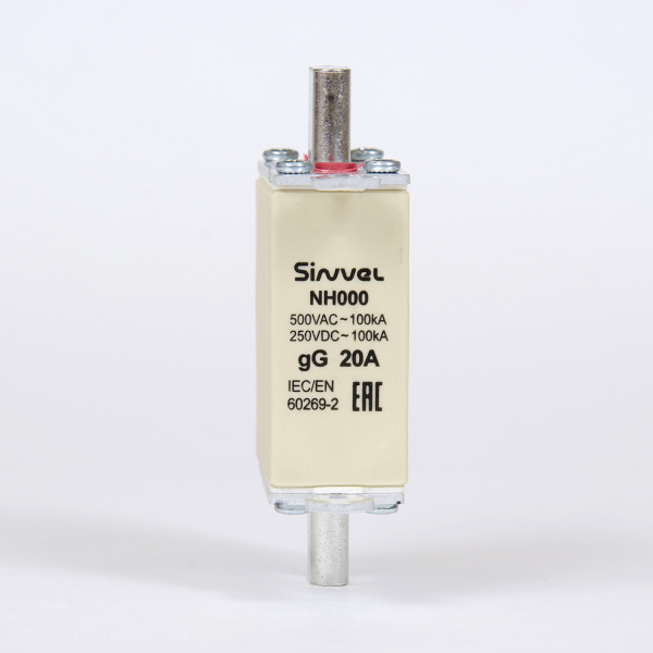 FNH000S-20 | Предохранитель 20 A, габарит 000, gG, 500 B AC/ 250 B DC, боёк, Sinvel 