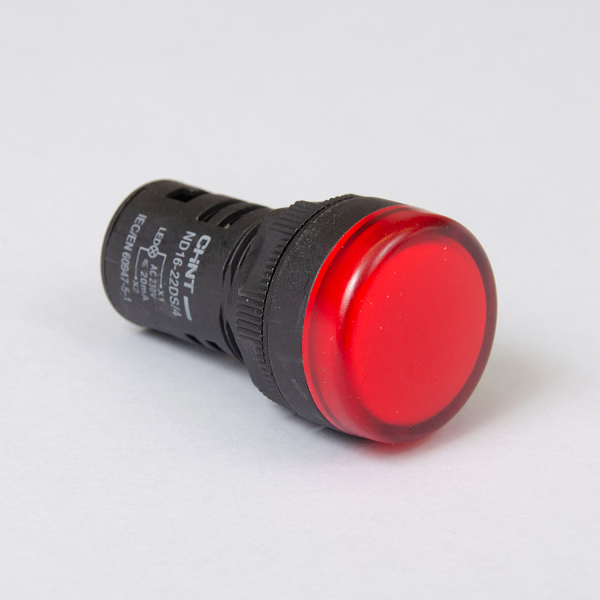 593012 | Индикатор ND16-22DS/4 укороченный корпус, встроенный конденсатор, красный 230В АС, Chint