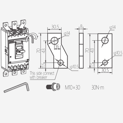 844992 | Внешний вывод для переднего присоединения, NXM-400/630 (6шт), Chint