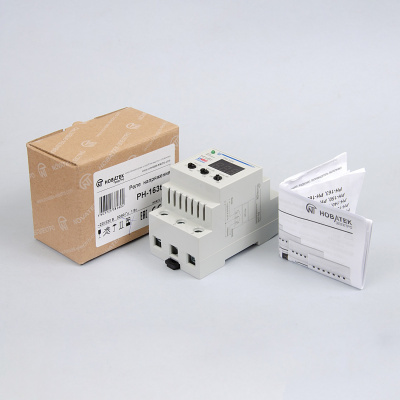 РН-163t | Реле напряжения 63А 220В с вольтметром и термозащитой, Новатек