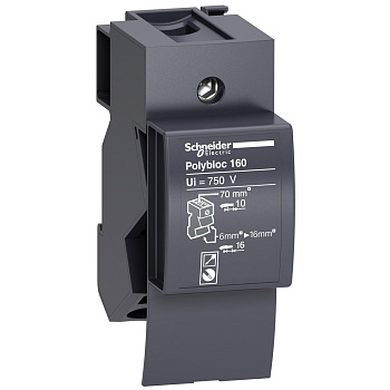 04031 | Распределительная колодка Polybloc 160, 160 A, 1 полюс, Schneider Electric