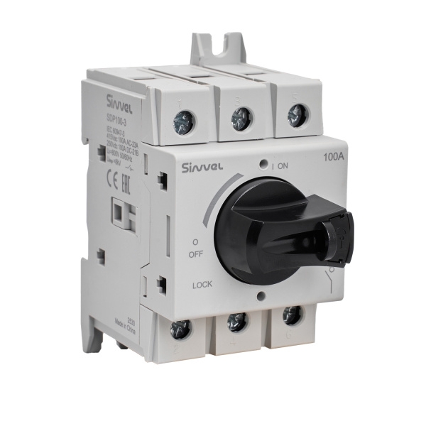 SDP100-3 | Выключатель-разъединитель, 100 А, 3Р, ручка прямого монтажа с блокировкой, Sinvel
