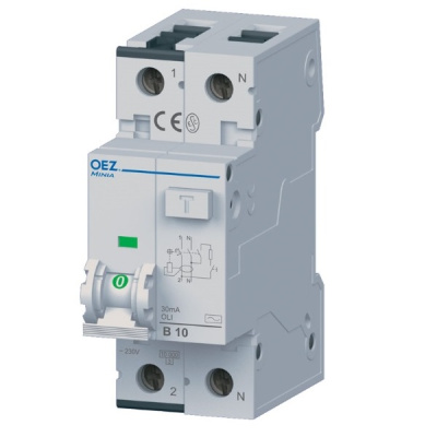 OEZ:38330 | Дифференциальный автомат Minia OLI, 1p+N 20А, кривая B, 30мА, тип AC-G, 10кА, OEZ