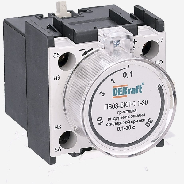 24115DEK | Приставка выдержки времени с задержкой при включении 0.1-30 секунд 1з+1р ПВ-03, Dekraft