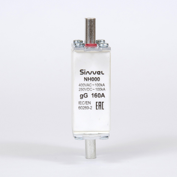 FNH000S-160 | Предохранитель 160 A, габарит 000, gG, 400 B AC/ 250 B DC, боёк, Sinvel 