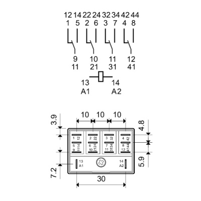 563490722000T | Силовое реле, серия 56, 72В DC, 12А, 4CO, Finder