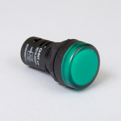 828167 | Индикатор ND16-22DS/4C зелёный, укороченный корпус, встроенный конденсатор, IP65 230В АС, Chint
