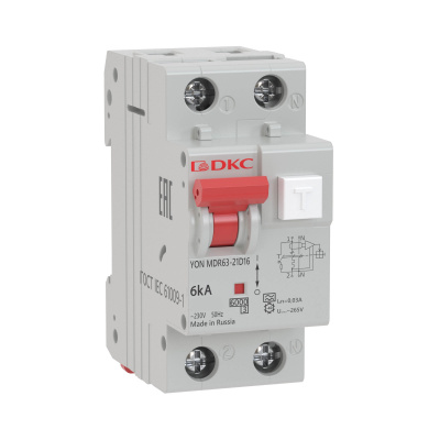 MDR63-22C16-A | АВДТ YON MDR63 1P+N 16A C 30mA 6kA тип A, DKC