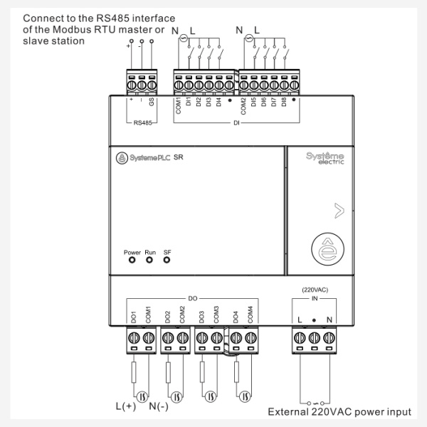 ZR1PB00P7 | Интеллектуальное реле SR1; 220 VAC; 12 IO: 8 DI, 4 DO (реле); 1xRS485, Systeme Electric