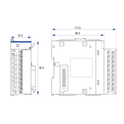 GL10-8TC | Модуль расширения 8 входов термопар B, E, J, K, N, R, S, T, винтовые клеммы, Inovance
