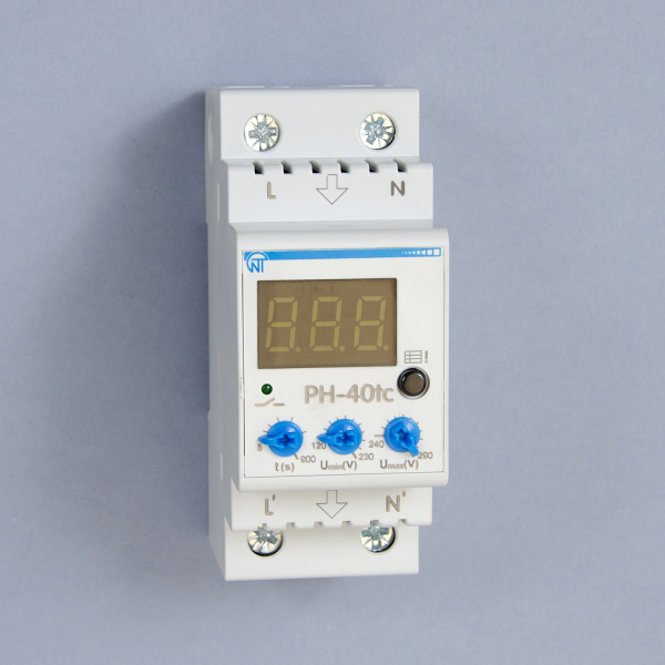 PH-40tc | Однофазное реле напряжения 40А, 220В, с журналом аварий и температурной защитой, Новатек