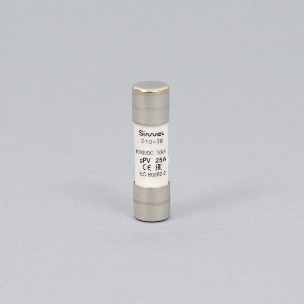 SV1038H-25 | Плавкая вставка 25 А, gPV, 10х38 мм, 1000 B DC, Sinvel 