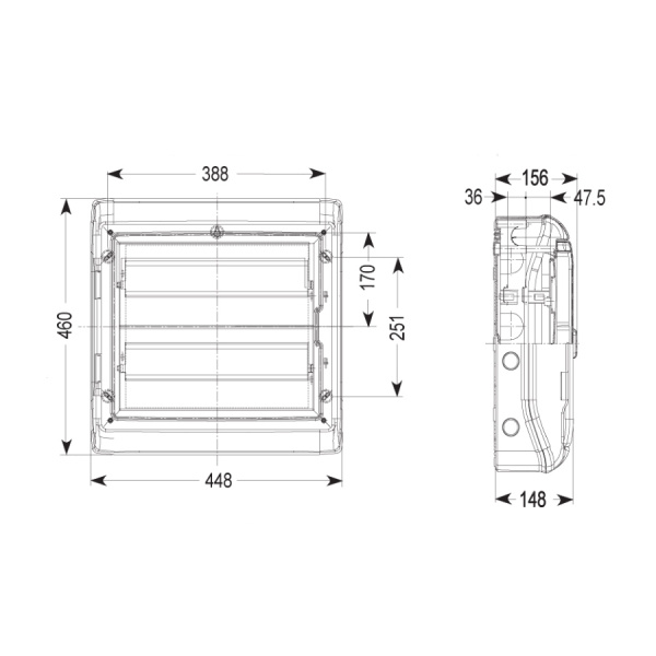 13984 | Щит навесной Kaedra IP65, 36 модулей, 2 ряда (2х18), Schneider Electric