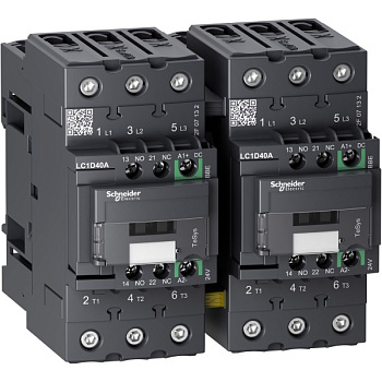LC2D40ABBE | Контактор реверсивный, серия Tesys D Green, 3P, 40 А, AC3, 1 НО +1 НЗ, 24В DC, Schneider Electric