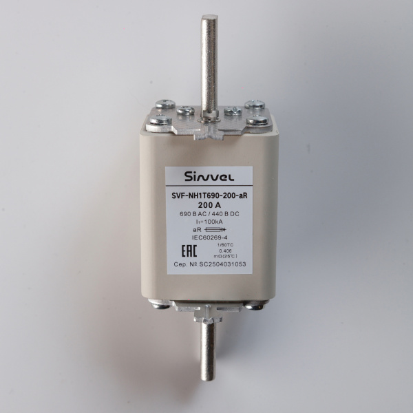 SVF-NH1T690-200-aR | Предохранитель, 200 А, 690 В AС, aR, габарит 1, ножи, Sinvel 
