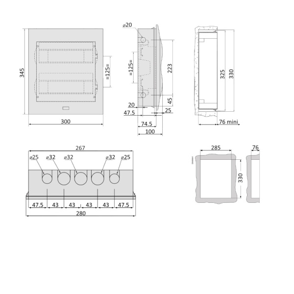 EZ9E212S2FRU | City9 Box корпус встраиваемый с проз. дв. 2ряд/24мод, Systeme Electric