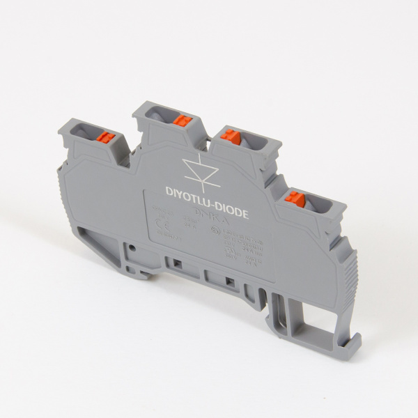 1020459B | Клеммник пруж.быстрозажимной (Push in) 2-хярусный, с диодом, 2,5 мм.кв., (серый), напра, Onka