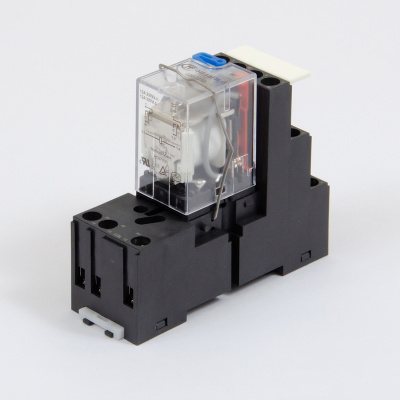 HF18-220DC-4 | Комплект реле: колодка винт;пластиковая клипса;маркер + реле Hongfa 4CO 6A; AgNi; катушка 220B DC